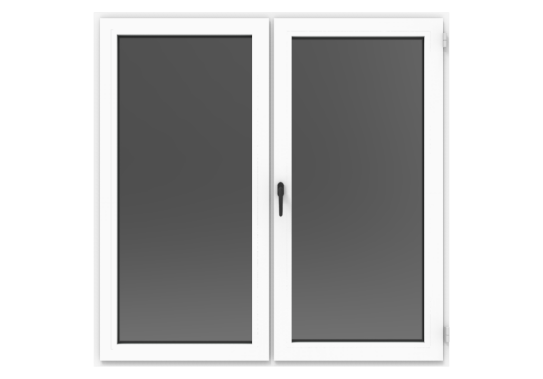 Kunststof draaikiep (rechts) met vast glasraam